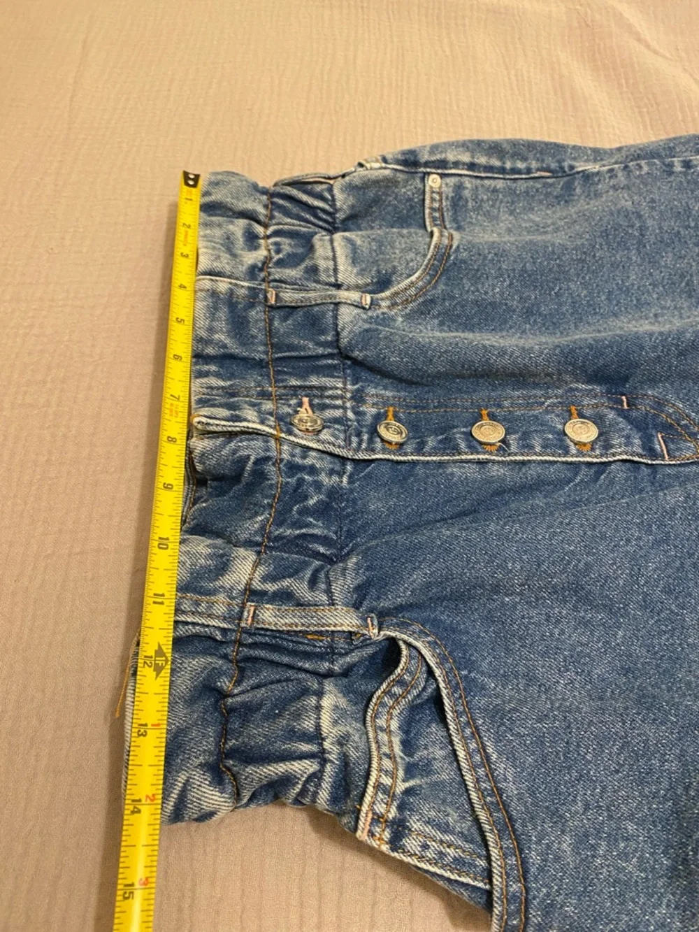 Scotch & Soda Blue Denim Paperbag Waist Mini Skirt. Size L